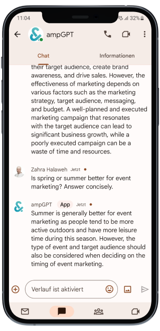 Smartphone with ampGPT chat